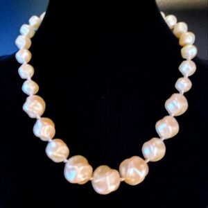 Trifari Graduated Chunky Baroque Faux Pearl Necklace
